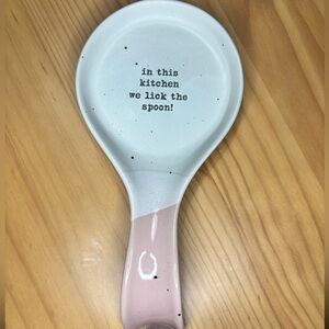 Pink and White Ceramic Spoon Rest
